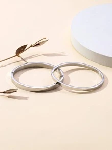 Camhanno 2入組時尚極簡不銹鋼手環適合女士男士適用於約會禮物 - 銀色 - 查看 3