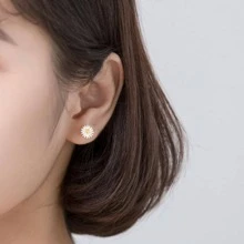 1對時尚純銀雛菊裝飾耳釘適合女士日常裝飾 - 銀色 - 查看 6