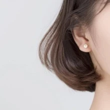 1對時尚純銀雛菊裝飾耳釘適合女士日常裝飾 - 銀色 - 查看 7