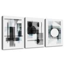 3 Panels Abstract Art Modern Canvas Prints Wall Art Paintings, Home Bathroom Wall Decor Posters, Abstract Geometry Wall Artworks Pictures for Living Room Wall Decor Panels - 杏色 - 查看 3