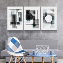 3 Panels Abstract Art Modern Canvas Prints Wall Art Paintings, Home Bathroom Wall Decor Posters, Abstract Geometry Wall Artworks Pictures for Living Room Wall Decor Panels - 杏色 - 查看 4
