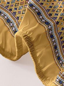 1pc Bohemian Style Skin-Friendly Breathable Brushed Fitted Sheet (Pillowcase Not Included) - Multicolor - View 5