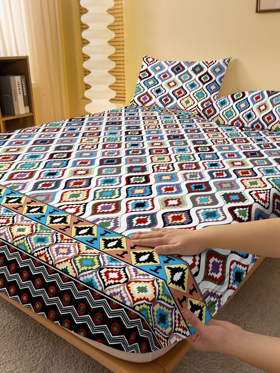 1 件波西米亚风格亲肤透气拉绒床罩（不含枕套） - 彩色 - 查看 1