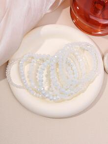 9入組/套透明串珠手鏈 - 白色 - 查看 2