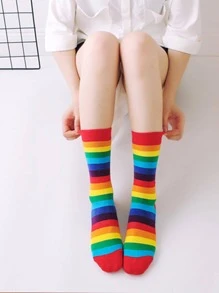 Tất phi hành đoàn họa tiết sọc cầu vồng - Nhiều màu - Xem 5