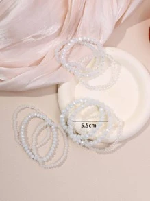 9入組/套透明串珠手鏈 - 白色 - 查看 4