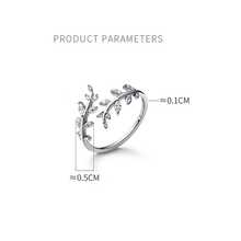 1入組時尚純銀樹葉裝飾戒指適合女士適用於節日禮物 - 銀色 - 查看 2