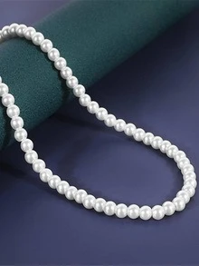 1入組時尚玻璃石頭裝飾串珠項鏈適合男士日常裝飾龐克嘻哈風格,適用於首飾類禮品和派對