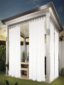 BONZER 素色戶外防水戶外裝飾窗簾 - 白色 - 查看 2