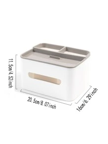 1pc Multifunction Tissue Storage Box - White - View 4