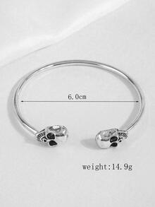 Hộp sọ trang trí Cuff Bangle - Màu Bạc Cổ - Xem 4