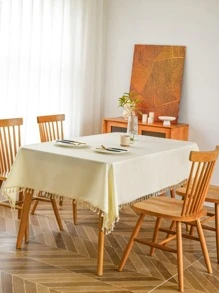 1pc Tassel Tablecloth, High-End Party, Birthday Party - Beige - View 4