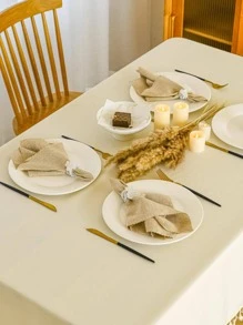 1pc Tassel Tablecloth, High-End Party, Birthday Party - Beige - View 3