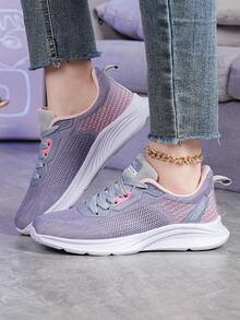 Giày chạy bộ có dây buộc phía trước họa tiết chữ cái dành cho nữ, Giày thể thao - Màu tím - Xem 5