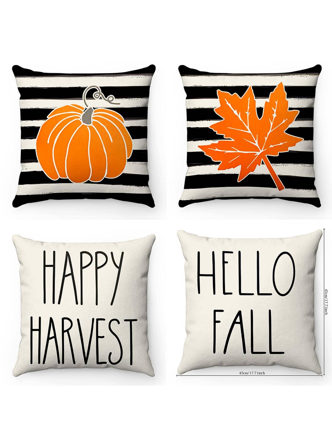 4入組南瓜圖案靠墊套不附帶墊芯 - 米色 - 查看 1