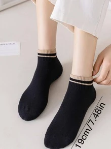 1對女士條紋圖案休閒短襪適合夏天