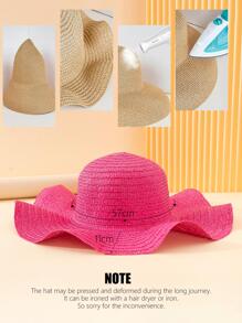 素色草編帽 - 玫紅色 - 查看 5
