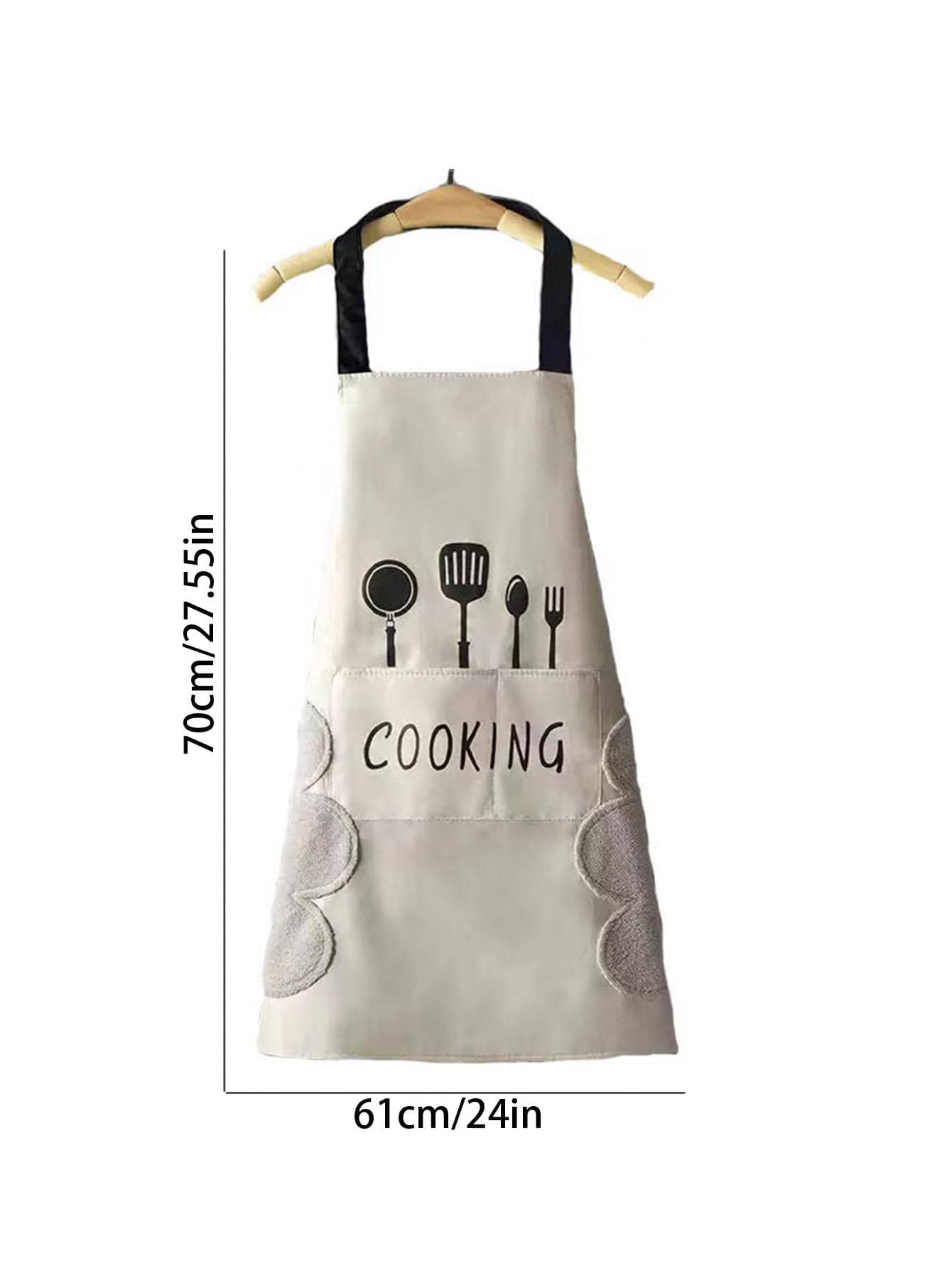 1件防水pvc圍裙,帶有大口袋,抗油污和污漬的圍裙,廚房工作服 - 白色 - 查看 1