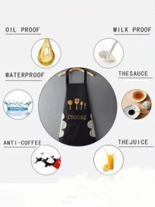 1件防水pvc圍裙,帶有大口袋,抗油污和污漬的圍裙,廚房工作服 - 白色 - 查看 5