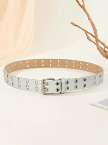 1 件时尚白色眼饰休闲男女通用腰带，适合送礼、日常穿着、派对、夜间外出、夏季新品