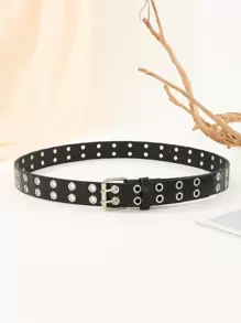 1pc Stylish Bright White Eyes Pattern Casual Unisex Belt, Suitable For Festivals, Daily Gatherings, Parties, Night Outings Summer, School Fall, Autumn, Halloween