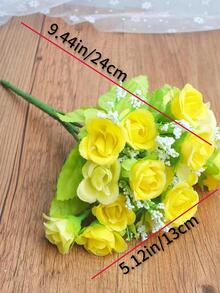 1 Bó Hoa Giả, Hoa Giả Lãng Mạn Bằng Nhựa Màu Vàng Trang Trí Nhà Cửa - Màu vàng - Xem 2