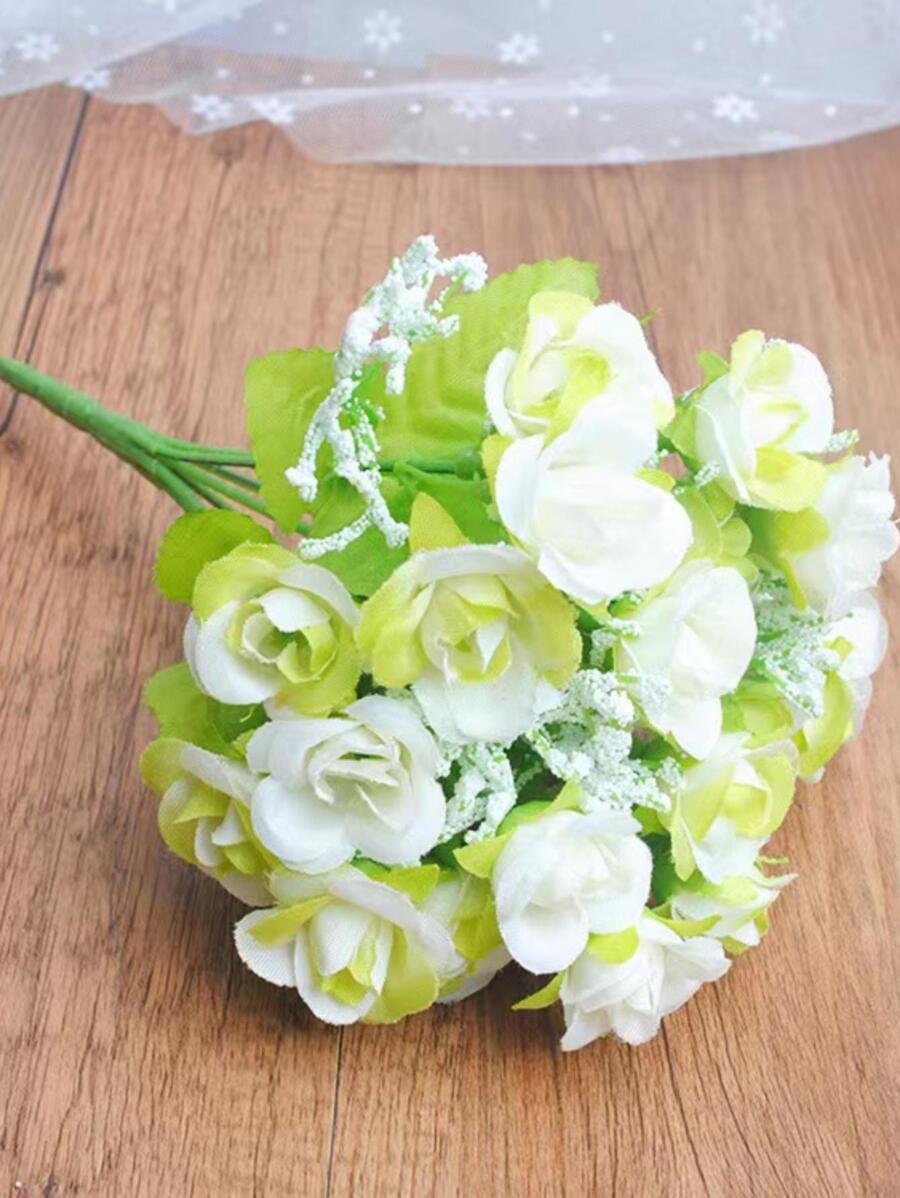 1 haz artificial blanco de plástico romántico flor para casa adorno - Blanco - Ver 1