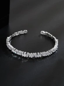Vòng tay trang trí bằng đá khối Zirconia - Bạc - Xem 2