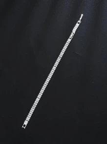 1 chiếc vòng tay hình khối lấp lánh thời trang, phù hợp cho cả nam và nữ, trang sức thanh lịch cho đám cưới và tiệc tùng, món quà tinh tế. - trắng - Xem 5