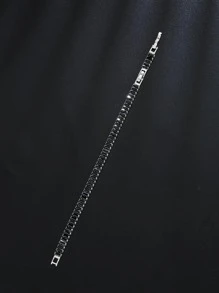 1pc Fashionable Sparkling Cube Bracelet, Suitable For Men And Women, Elegant Jewelry For Weddings And Parties, Exquisite Gift - Black - View 5