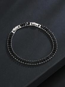 1pc Fashionable Sparkling Cube Bracelet, Suitable For Men And Women, Elegant Jewelry For Weddings And Parties, Exquisite Gift - Black - View 1