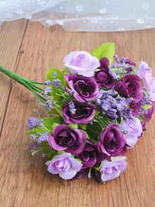 1bunch Artificial Flower, Purple Plastic Romantic Faux Flower For Home Decor - Purple - View 2