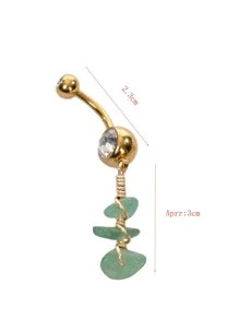 1 pieza anillo de ombligo artesanal de acero inoxidable envuelto con ónix negro, regalo de perforación personalizado - Negro de pistola - Ver 4