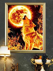 Wolf Pattern DIY Diamond Painting Without Frame, Modern Plastic Wall Hanging Painting For Home Decor - Multicolor - View 1