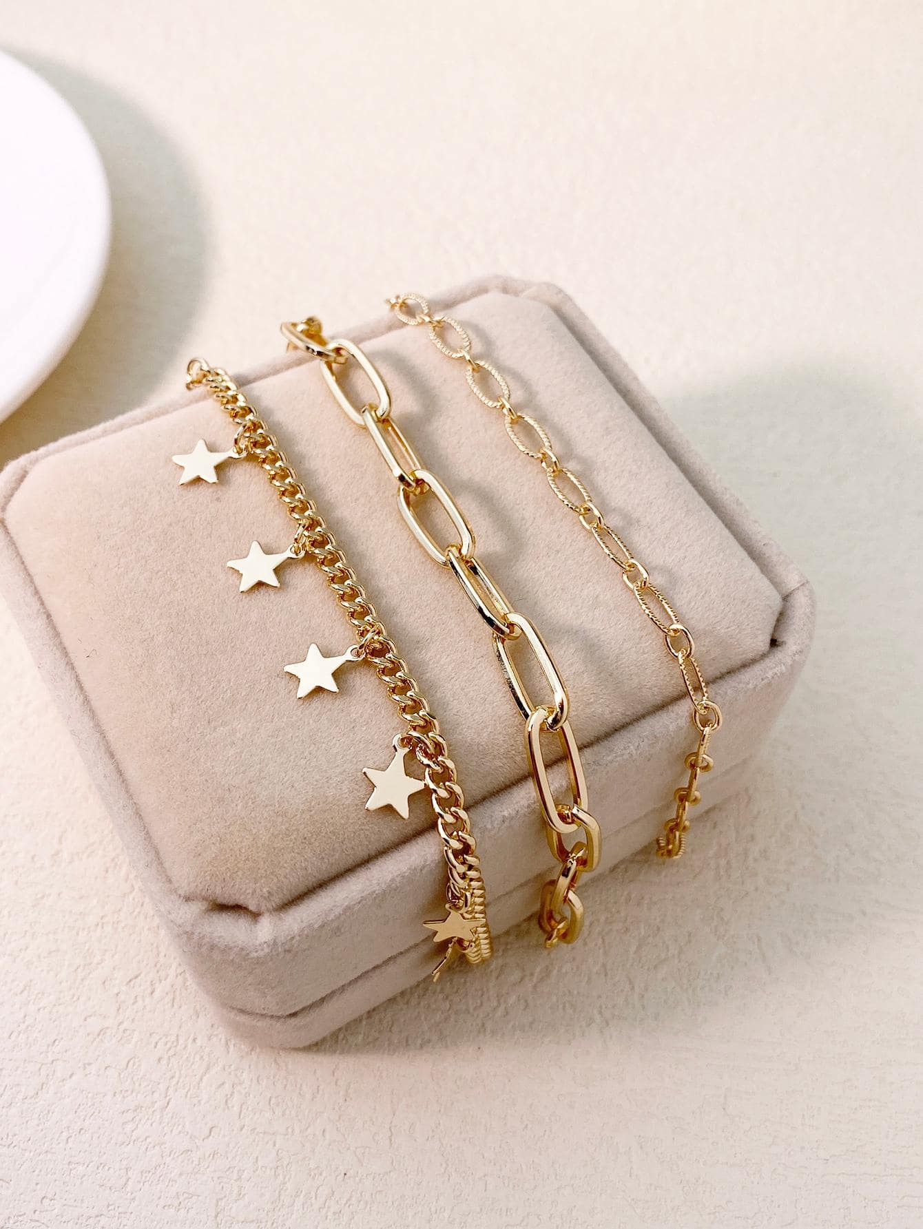 1 套时尚波西米亚风格多层五角星手链 - 金黃色 - 查看 1