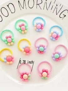 10 cái Dây buộc tóc trang trí hoa cho bé gái để trang trí tóc - Nhiều màu - Xem 2