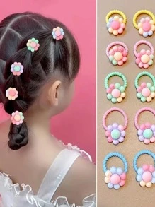 10 cái Dây buộc tóc trang trí hoa cho bé gái để trang trí tóc - Nhiều màu - Xem 1