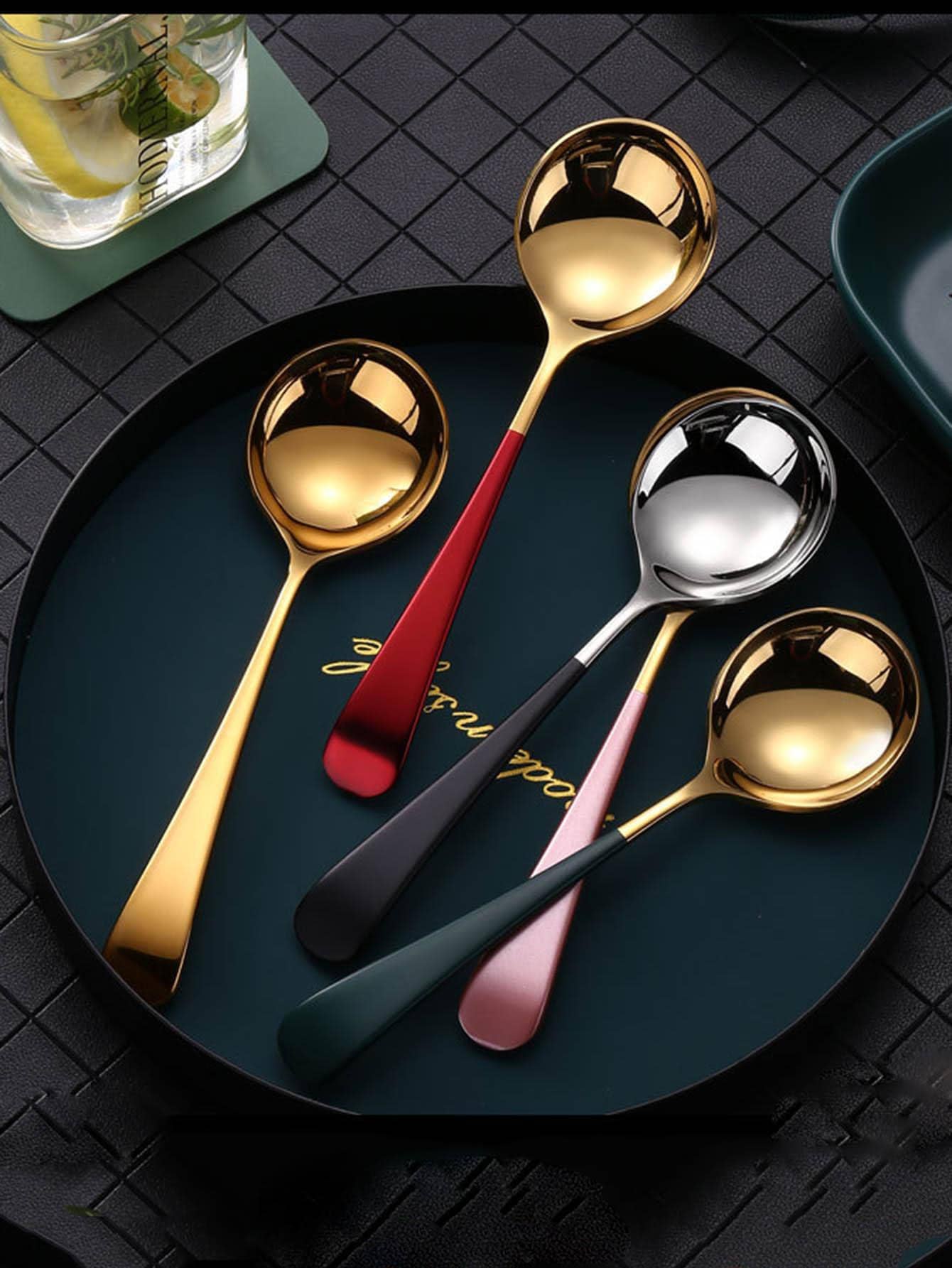 1 Muỗng Inox Có Bộ Đồ Ăn Di Động Màu Sắc Ngẫu Nhiên Cho Hộ Gia Đình - Nhiều màu - Xem 1