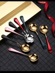 1 Muỗng Inox Có Bộ Đồ Ăn Di Động Màu Sắc Ngẫu Nhiên Cho Hộ Gia Đình - Nhiều màu - Xem 9