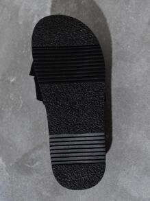 Women's Black Thick-soled Slippers With Bowknot Decoration - Black - View 7