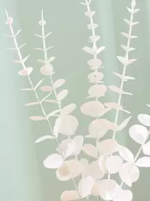 5片人造桉树叶，白色仿真树叶，适用于家居装饰 - 白色 - 查看 4