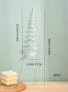 5片人造桉树叶，白色仿真树叶，适用于家居装饰 - 白色 - 查看 5