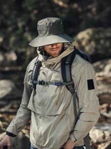 1 件男士抽绳装饰休闲防晒渔夫帽，适合户外男士太阳帽夏季帽子，适合夏季户外活动，如徒步旅行和钓鱼