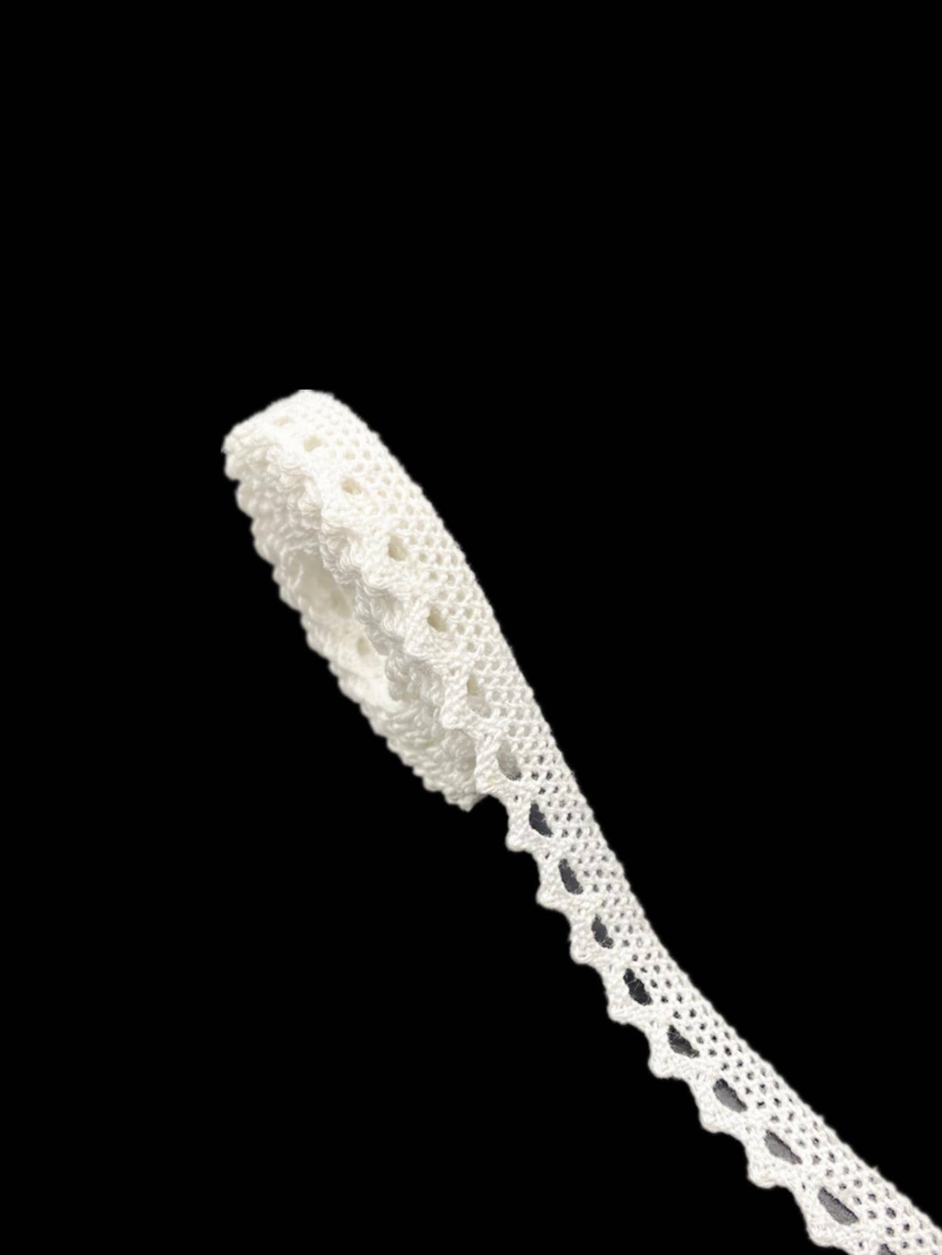 1roll Hollow Out DIY Webbing Lace, White Knitted Clothes Trim For Sewing - White - View 1