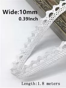 1roll Hollow Out DIY Webbing Lace, White Knitted Clothes Trim For Sewing - White - View 2