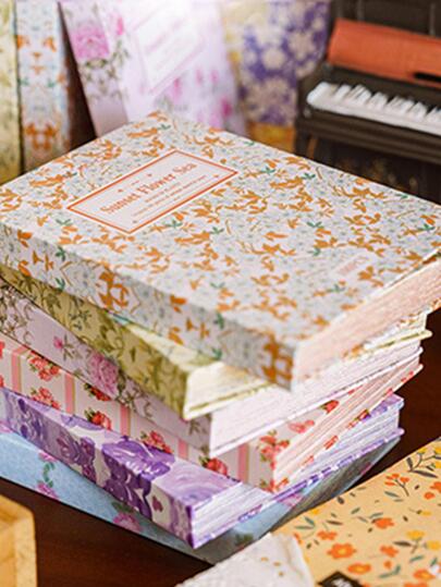 6入組花卉圖案材料紙復古多用途裝飾牛皮紙用於DIY工藝、裝飾、手帳