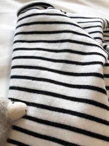2025 New Outdoor Travel Knitted Shawl For Women, Decorative Scarf, Korean Style Striped Sunscreen Shawl, Summer