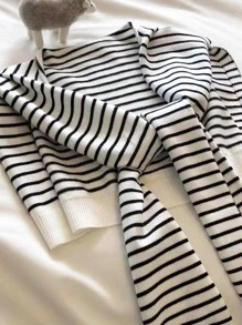 2025 New Outdoor Travel Knitted Shawl For Women, Decorative Scarf, Korean Style Striped Sunscreen Shawl, Summer