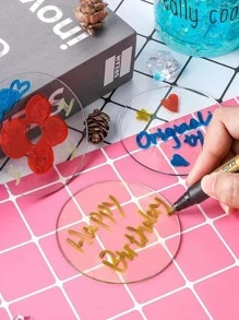 5pcs/set DIY Round Blank Place Card, Clear Acrylic Table Seating Card, For Party - Clear - View 9