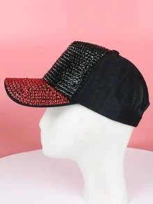 Rhinestone Decor Baseball Cap - Black - View 2